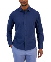 Macy's Alfani Men's Classic-Fit Heathered Jersey-Knit Button-Down Shirt, Created for Macy's