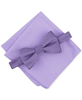 Macy's Alfani Men's Galway Mini-Chevron Bow Tie & Solid Pocket Square Set, Created for Macy's