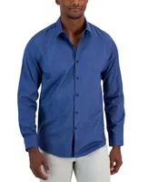 Macy's Alfani Men's Modern Classic-Fit Stretch Dot Dobby Button-Down Shirt, Created for Macy's