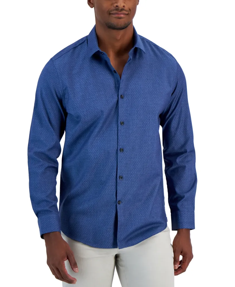 Macy's Alfani Men's Modern Classic-Fit Stretch Dot Dobby Button-Down Shirt, Created for Macy's