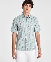 Macy's Alfani Men's Nightfall Regular-Fit Geo-Print Button-Down Shirt, Created for Macy's