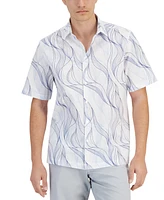 Macy's Alfani Men's Regular-Fit Abstract Wave-Print Button-Down Shirt, Created for Macy's