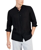 Macy's Alfani Men's Regular-Fit Crinkled Button-Down Band-Collar Shirt, Created for Macy's