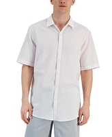 Macy's Alfani Men's Short-Sleeve Solid Textured Shirt, Created for Macy's