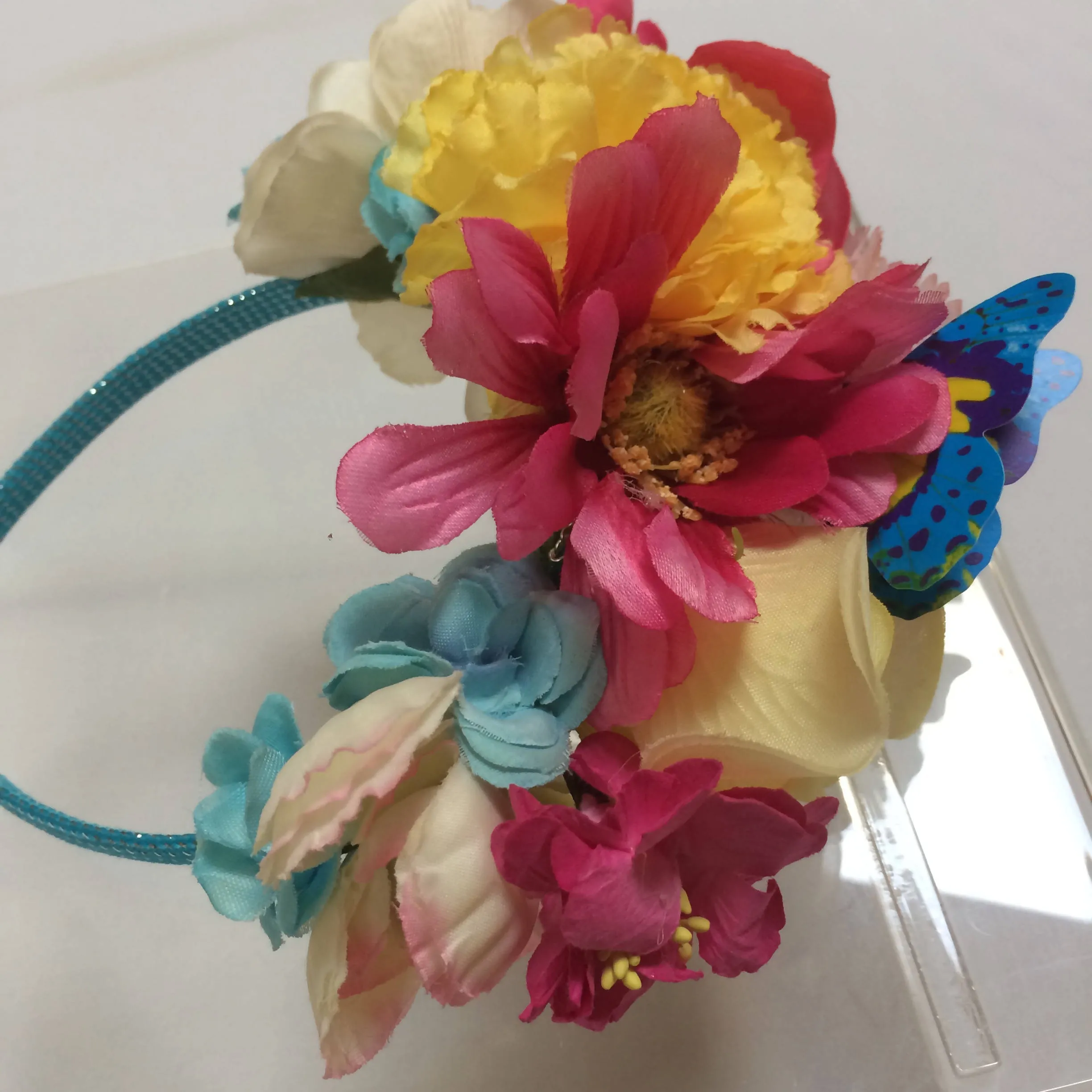 Maggie Devos-Multi flower crown-Aqua-One size