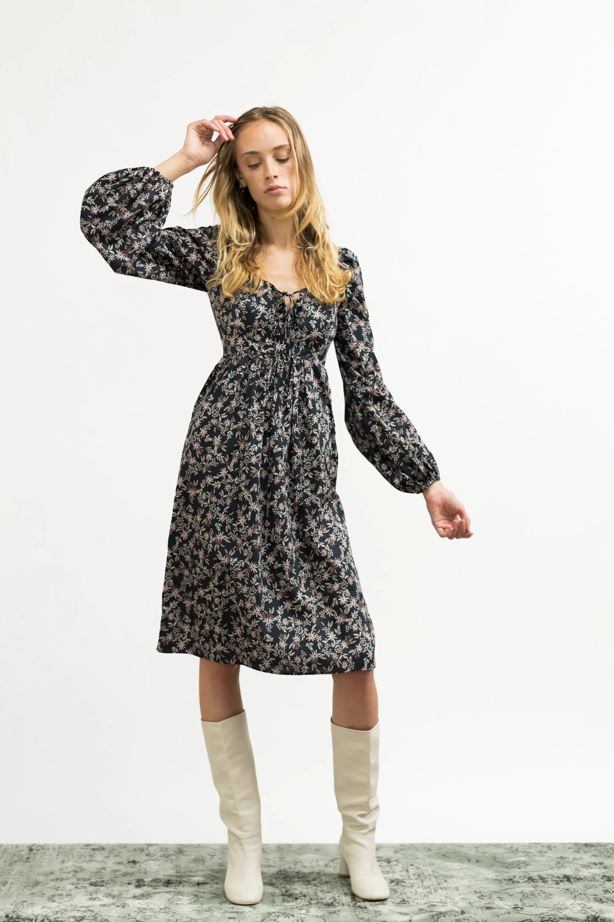 Marcela Dress / Black Cotton Floral