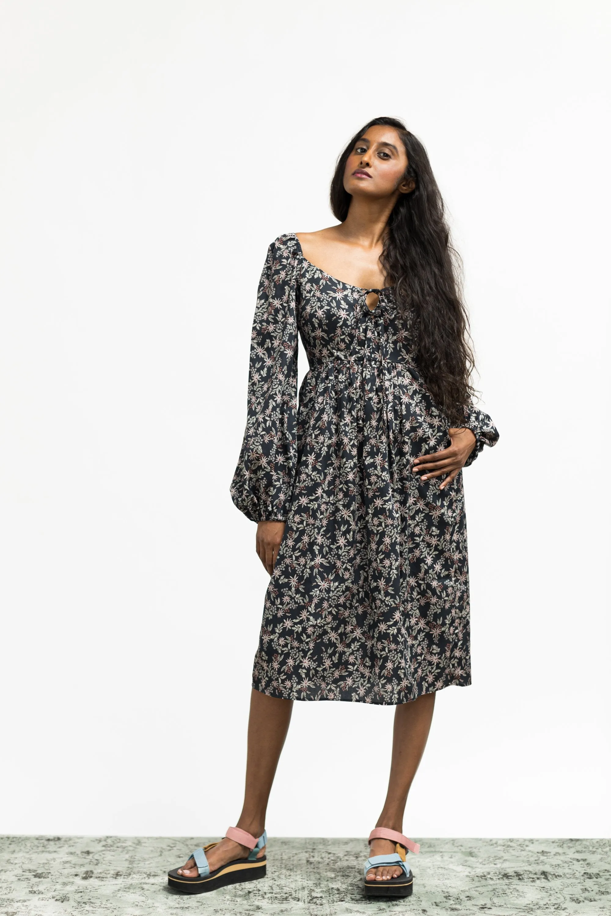 Marcela Dress / Black Cotton Floral