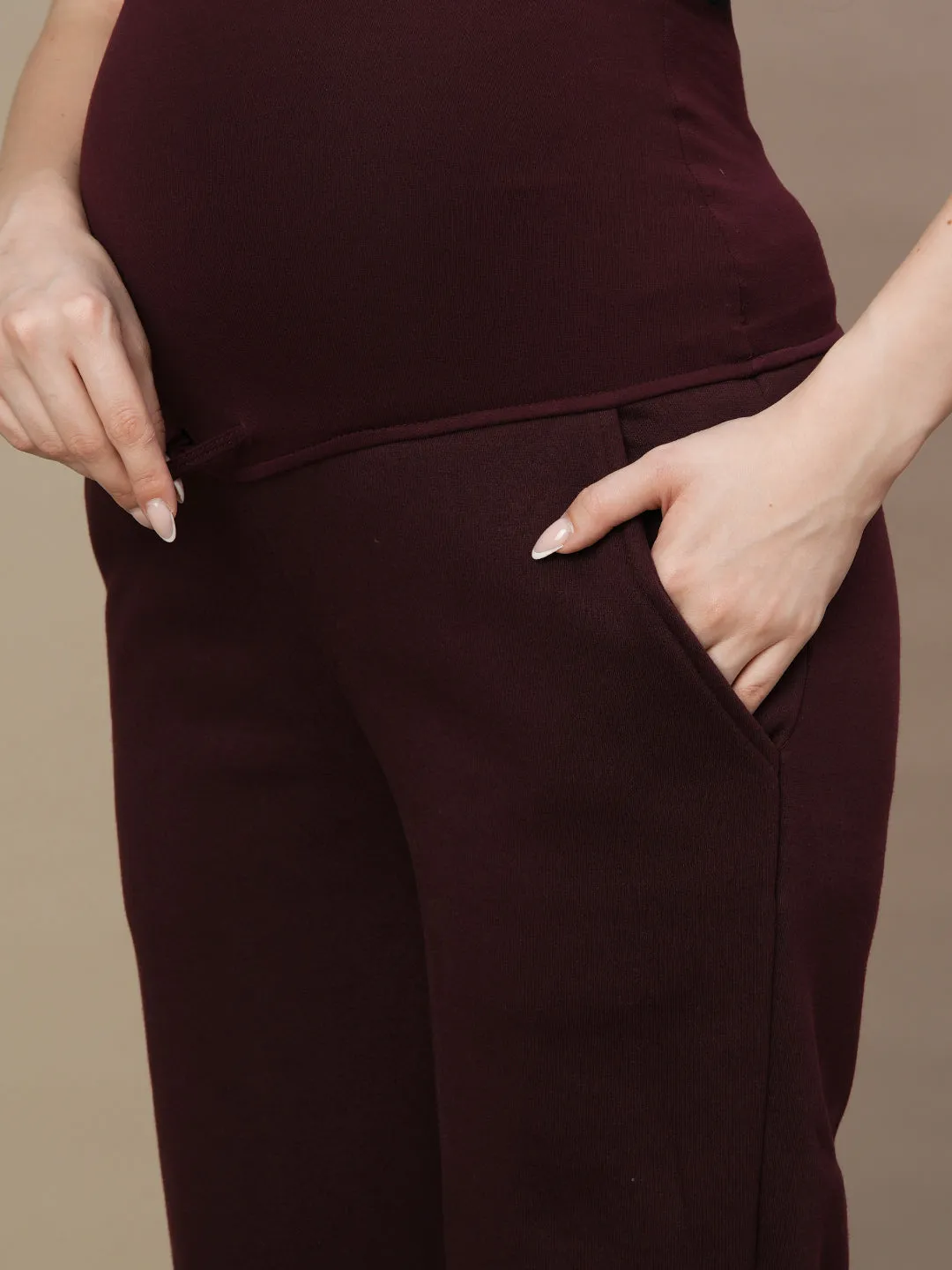 Maternity Fleece Wide-leg Pants- Winter