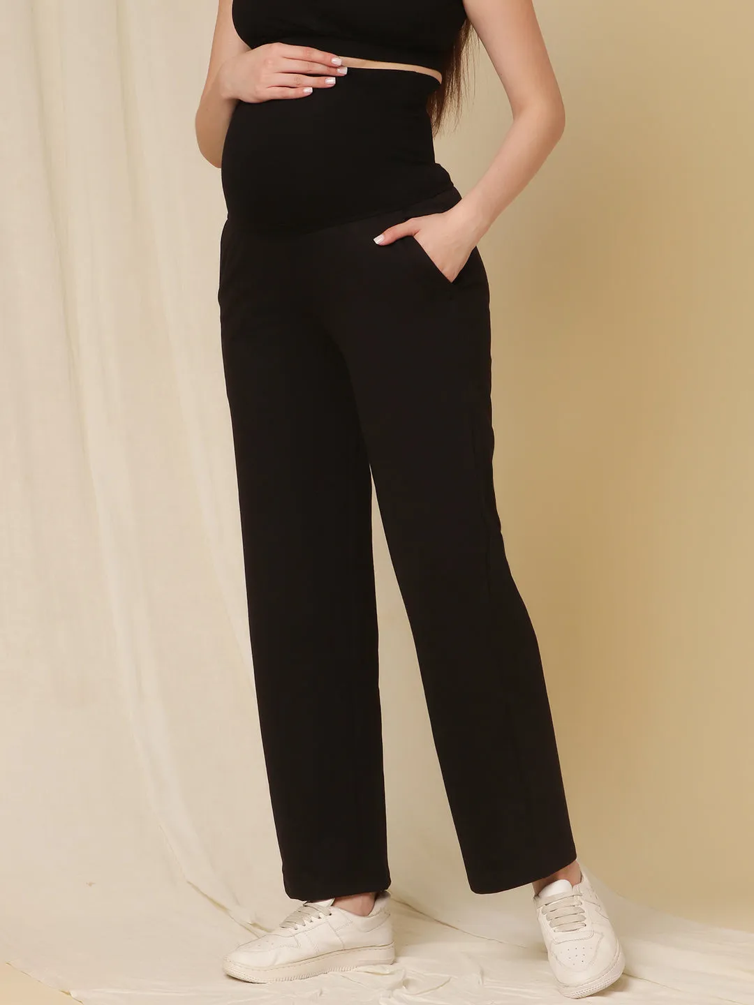 Maternity Fleece Wide-leg Pants- Winter