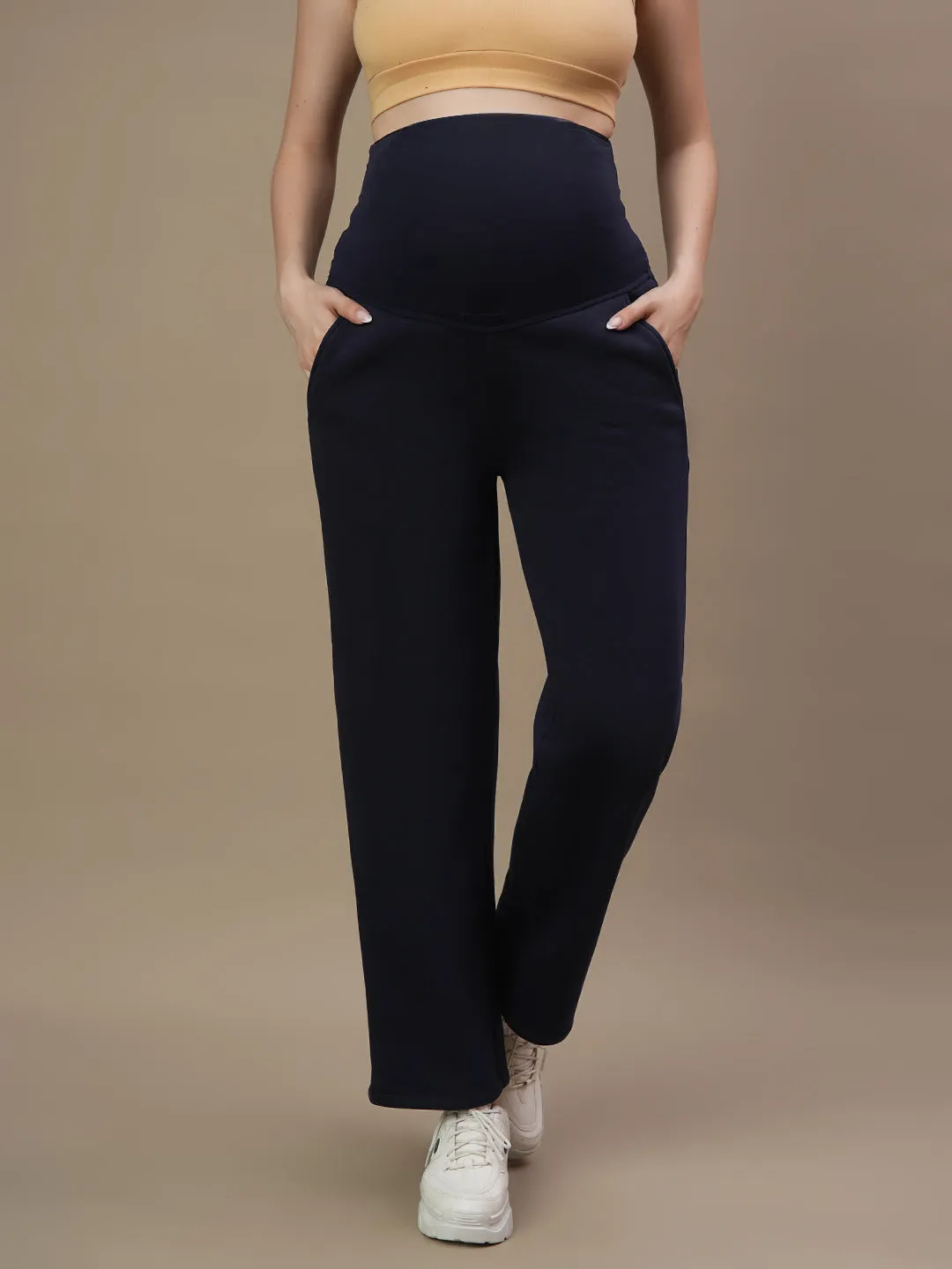 Maternity Fleece Wide-leg Pants- Winter