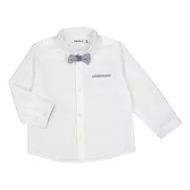 Mayoral Baby White Long Sleeve Cotton Dress Shirt w/ Bow_ 1116-10