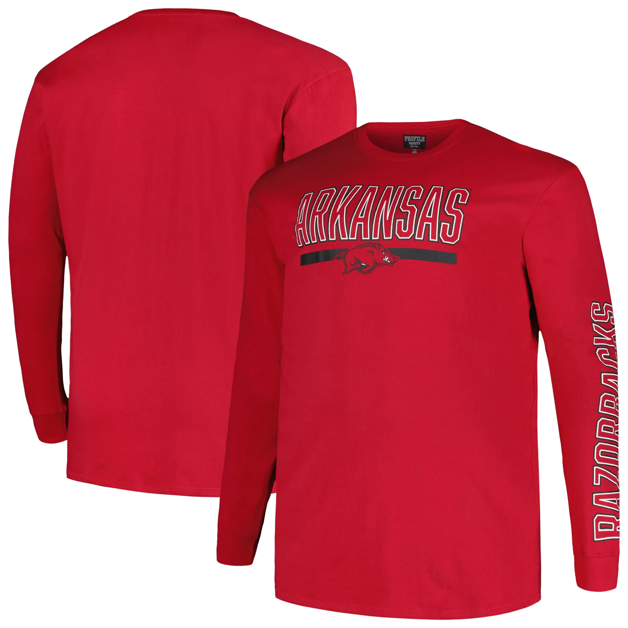 Men's Profile Cardinal Arkansas Razorbacks Big & Tall Two-Hit Graphic Long Sleeve T-Shirt