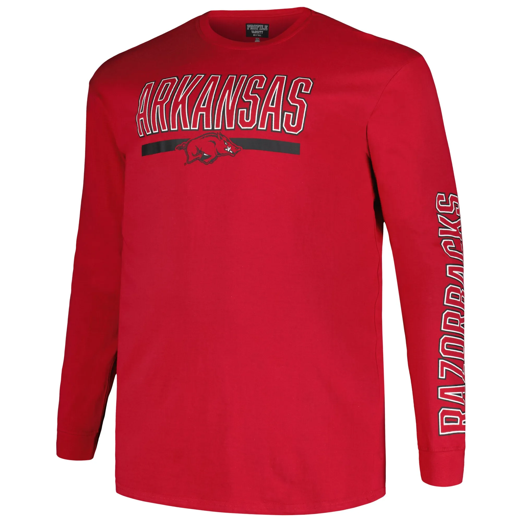 Men's Profile Cardinal Arkansas Razorbacks Big & Tall Two-Hit Graphic Long Sleeve T-Shirt