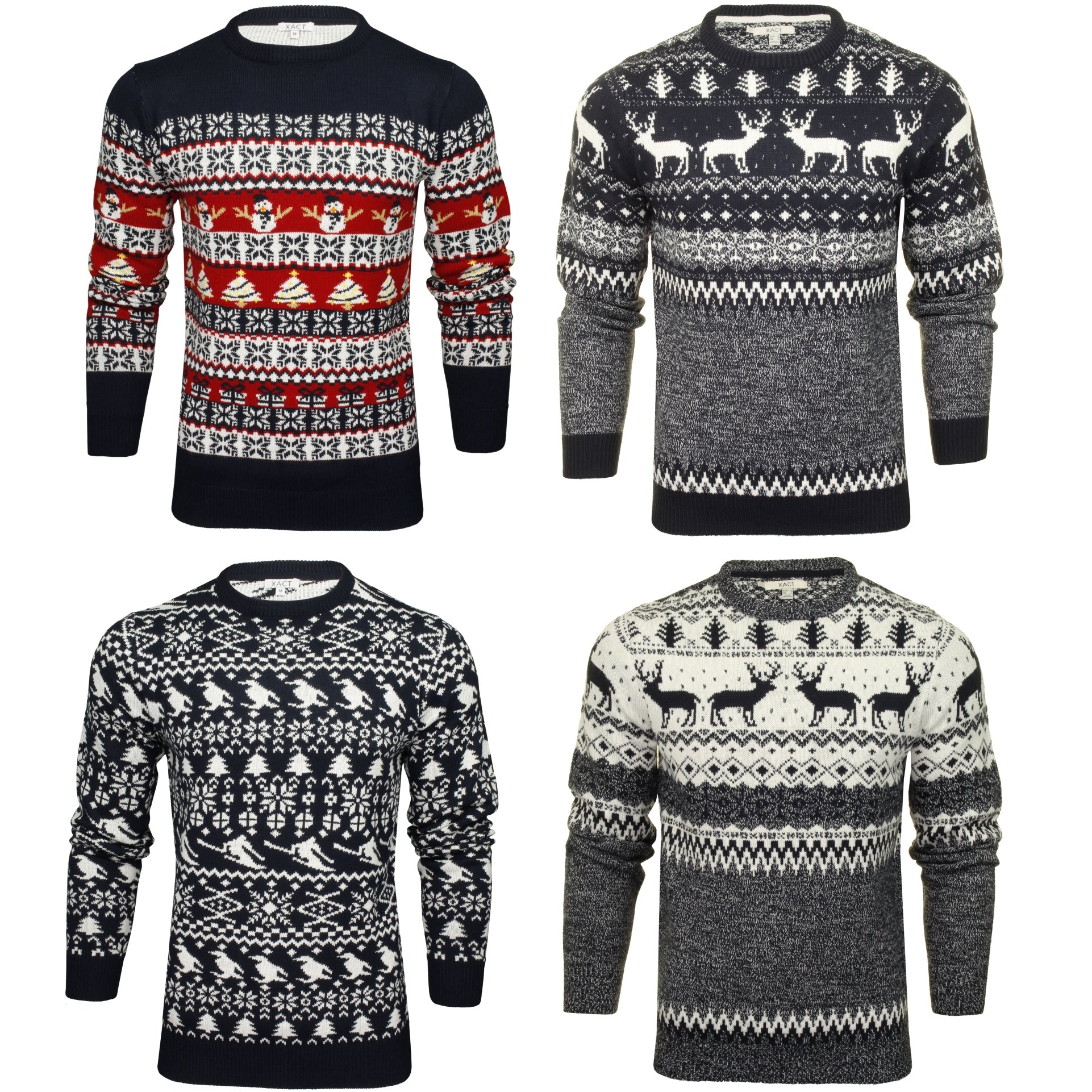 Mens Xact Christmas/ Xmas Jumper 'Reindeer Fairisle Crew'