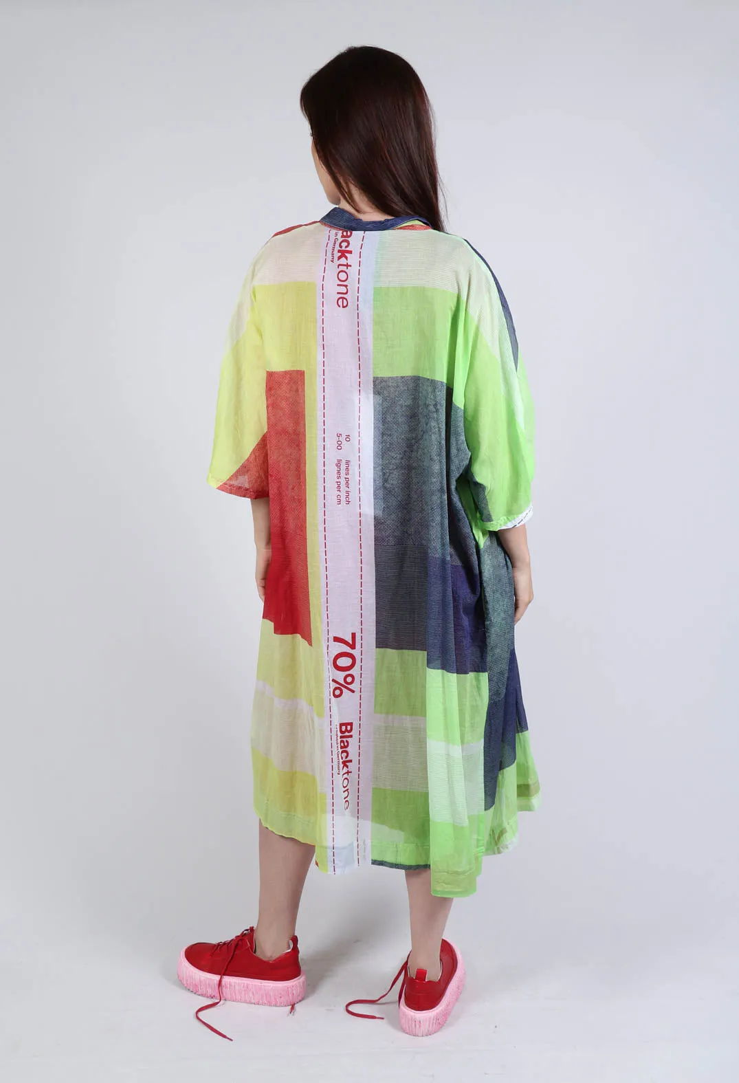 Midi Cotton Shirt Dress in Multicolour