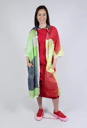 Midi Cotton Shirt Dress in Multicolour