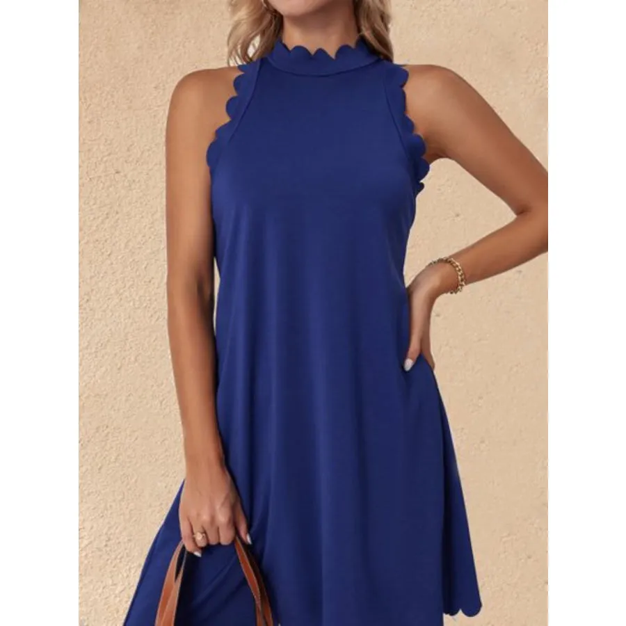 Mock Neck Sleeveless Mini Dress