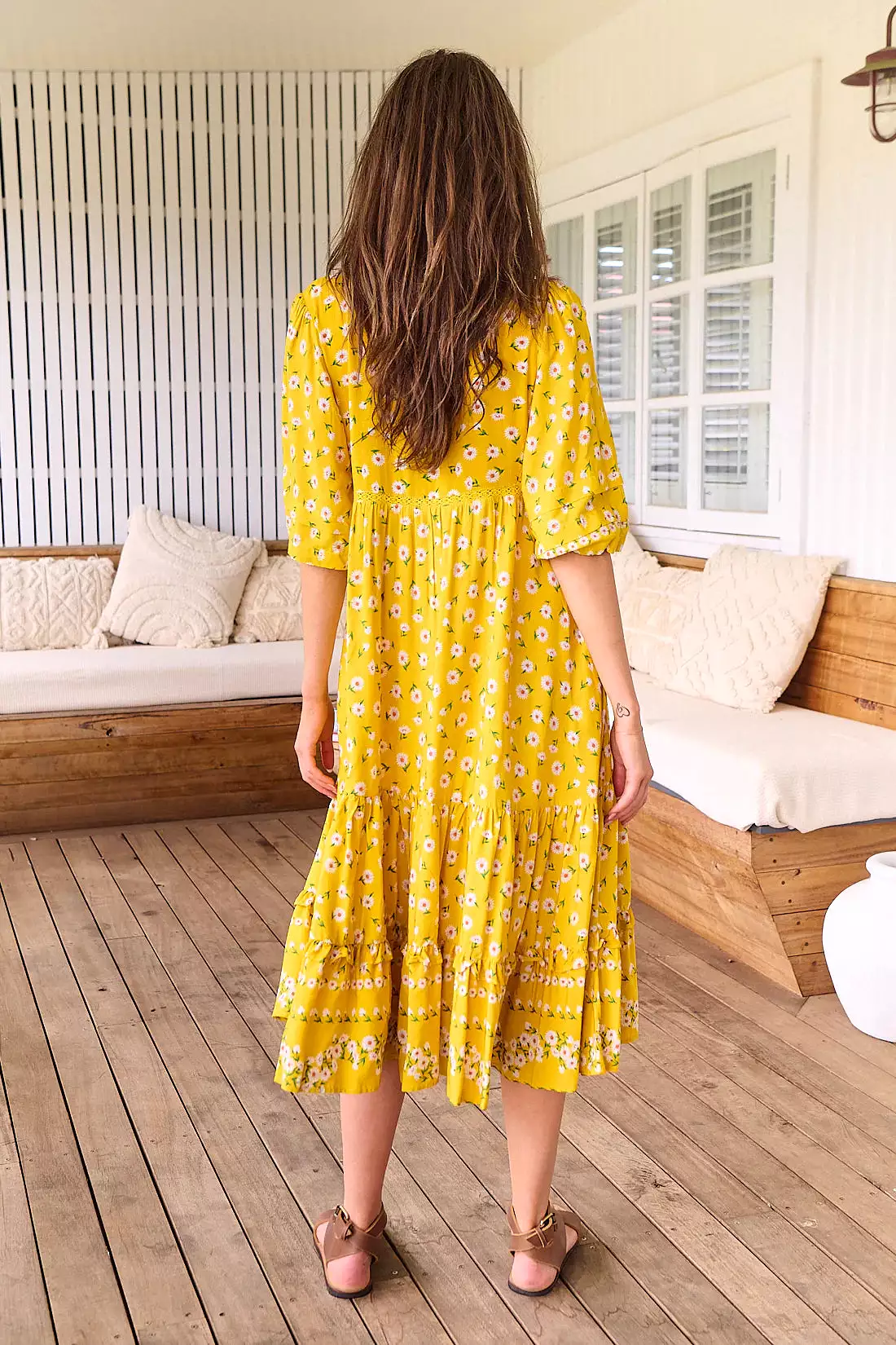 Monday Midi Dress Sunshine Daisy Print