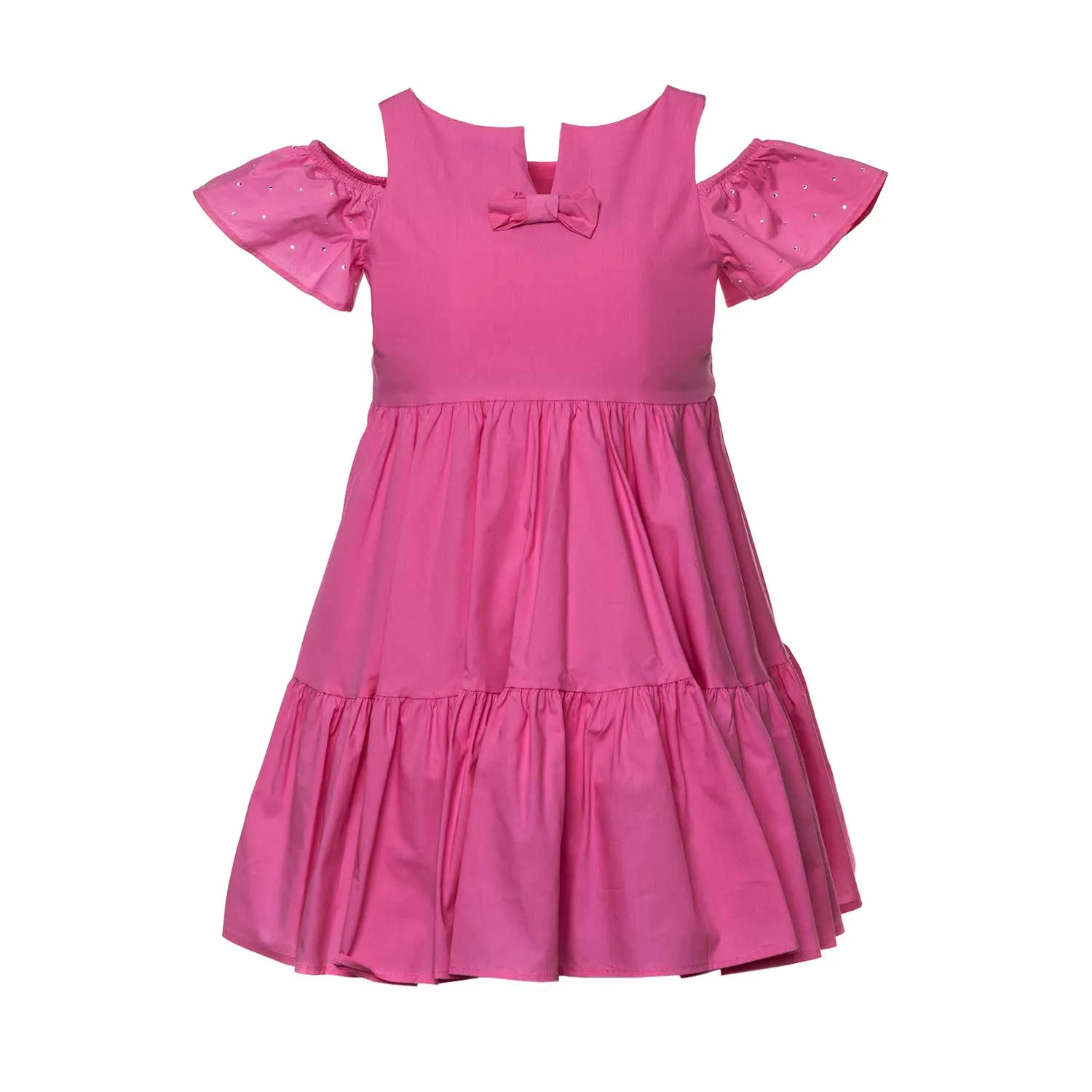 Monnalisa Girls Pink Cotton Dress