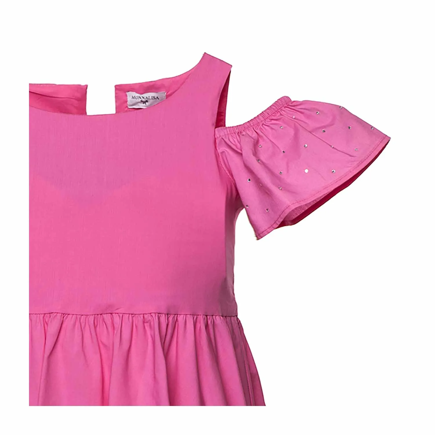 Monnalisa Girls Pink Cotton Dress