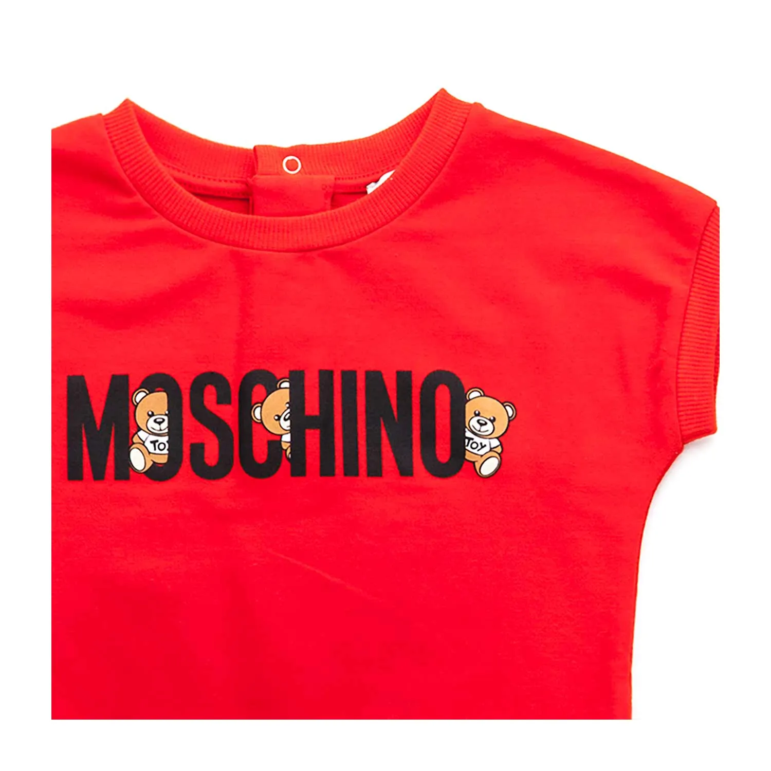 Moschino Red Cotton Dress For Baby Girl