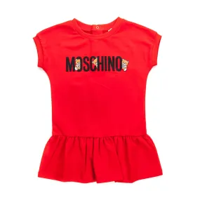 Moschino Red Cotton Dress For Baby Girl