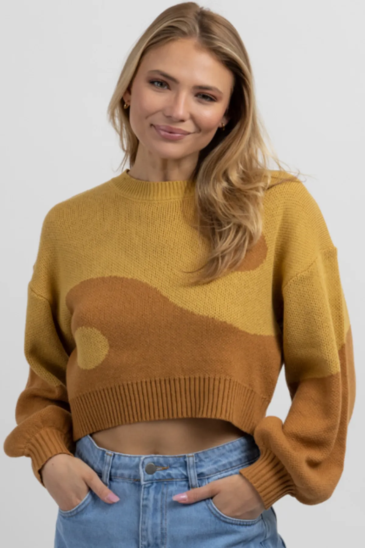 MUSTARD YIN + YANG SWEATER