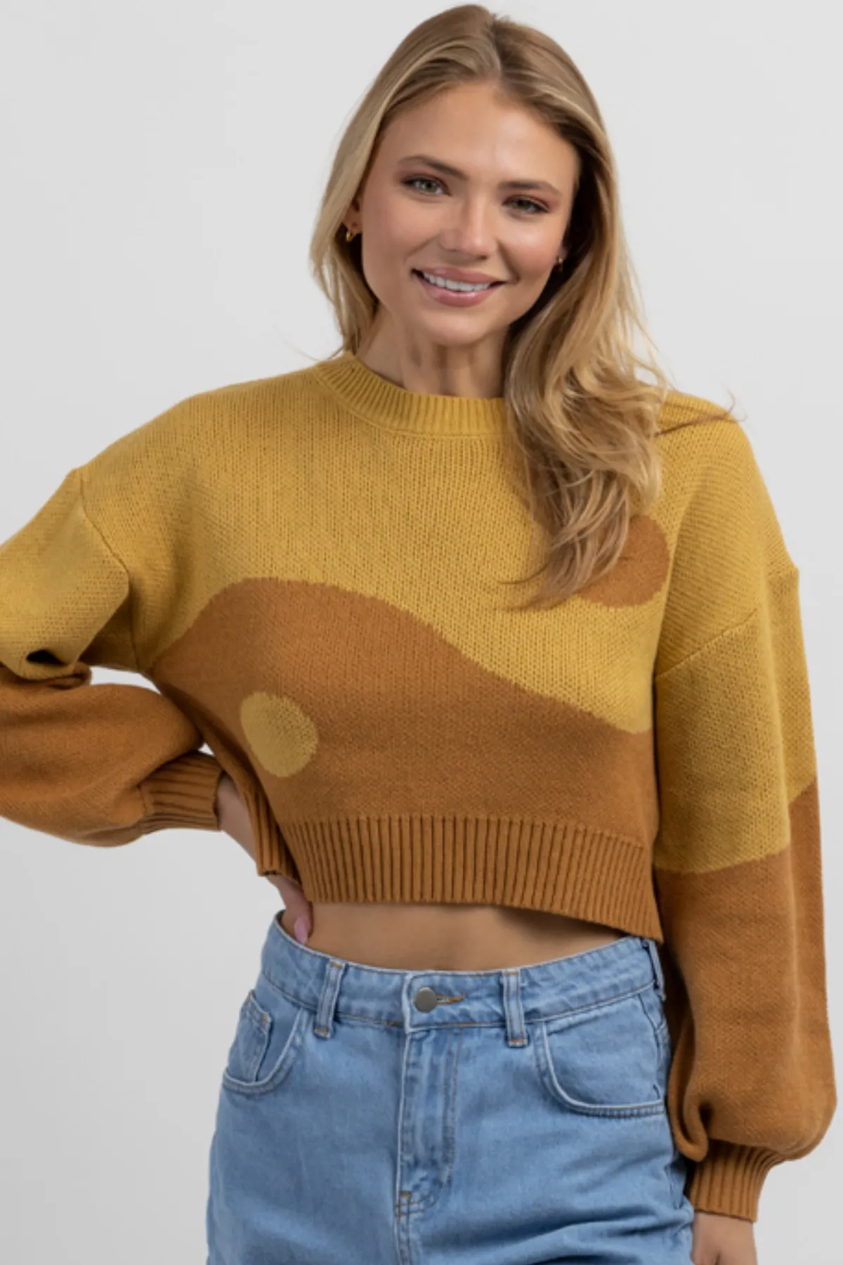 MUSTARD YIN + YANG SWEATER