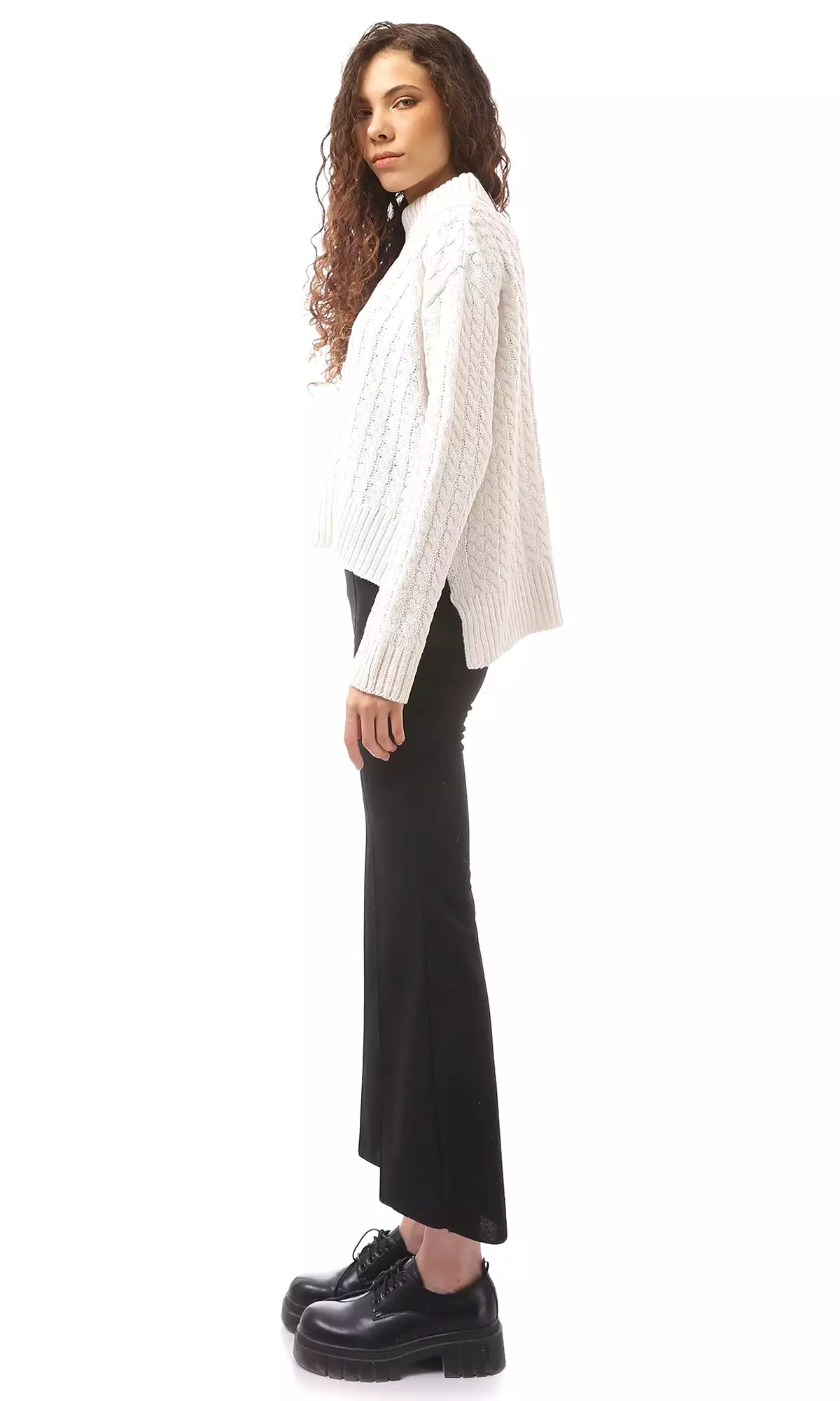 O169846 Turtle Neck Slip On Offwhite Pullover