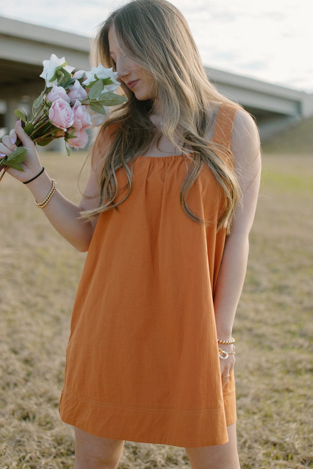 Orange Criss Cross Mini Dress