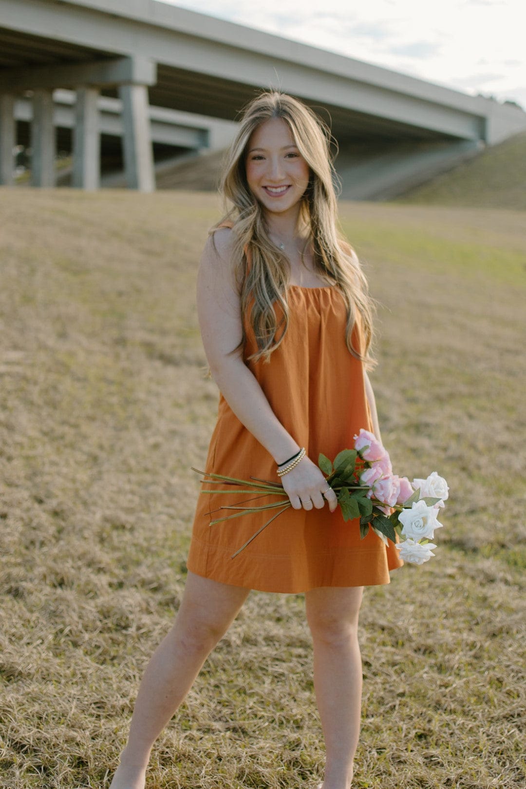 Orange Criss Cross Mini Dress