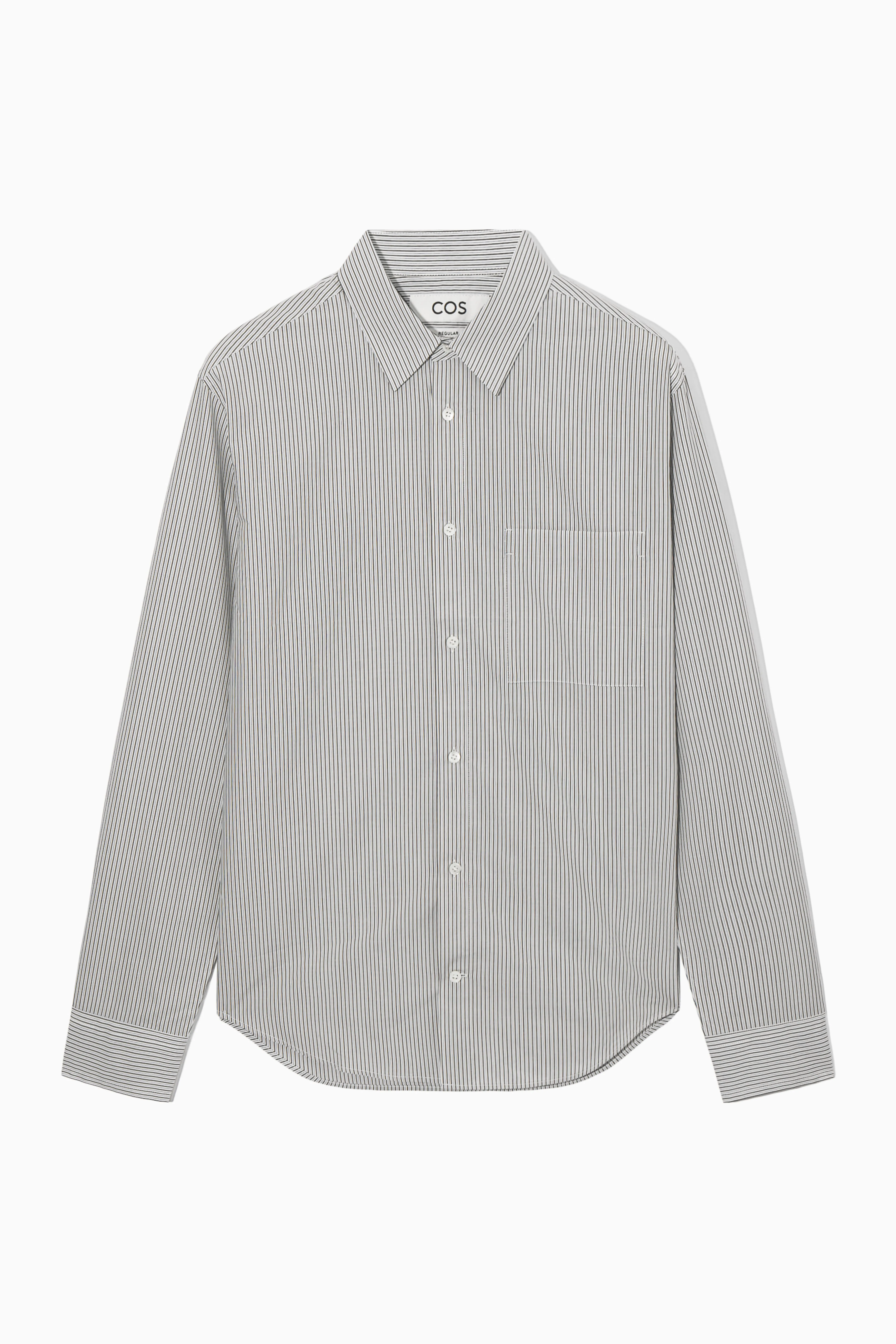 PATCH-POCKET SHIRT - REGULAR - Long sleeve - Regular length - BLUE / GREY / STRIPED - Men | H&M GB