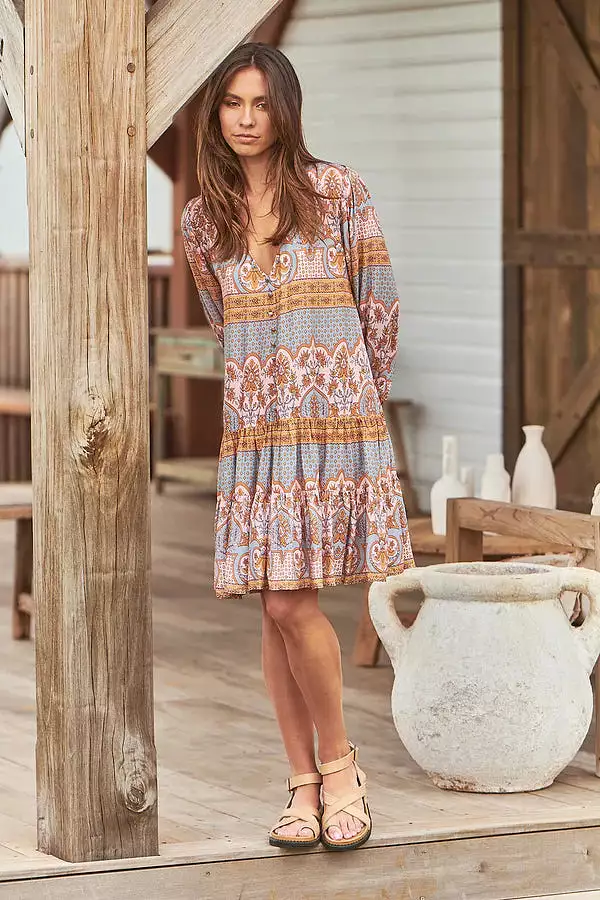 Payson Mini Dress Grey Odessa Print