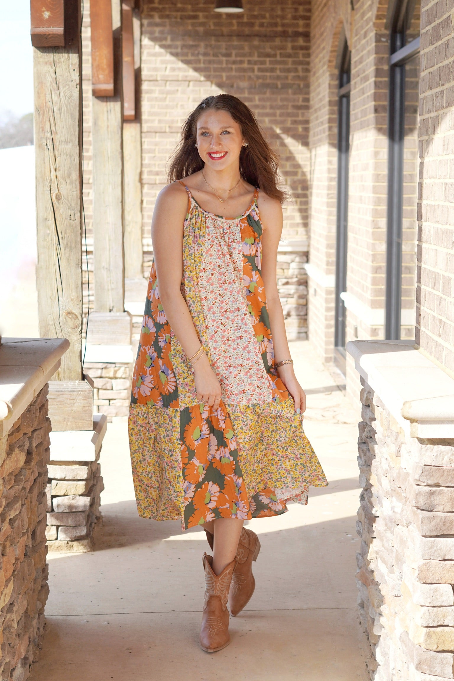 Payt Patchwork Floral Midi Dress