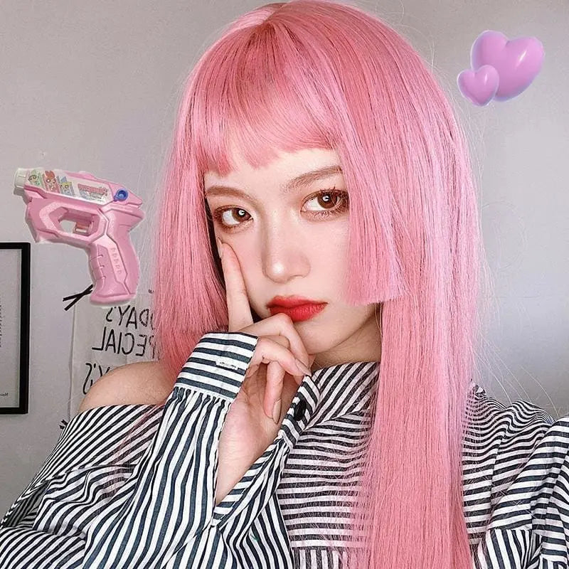 Pink Lolita Princess Cut Long Staight Wig MK15930