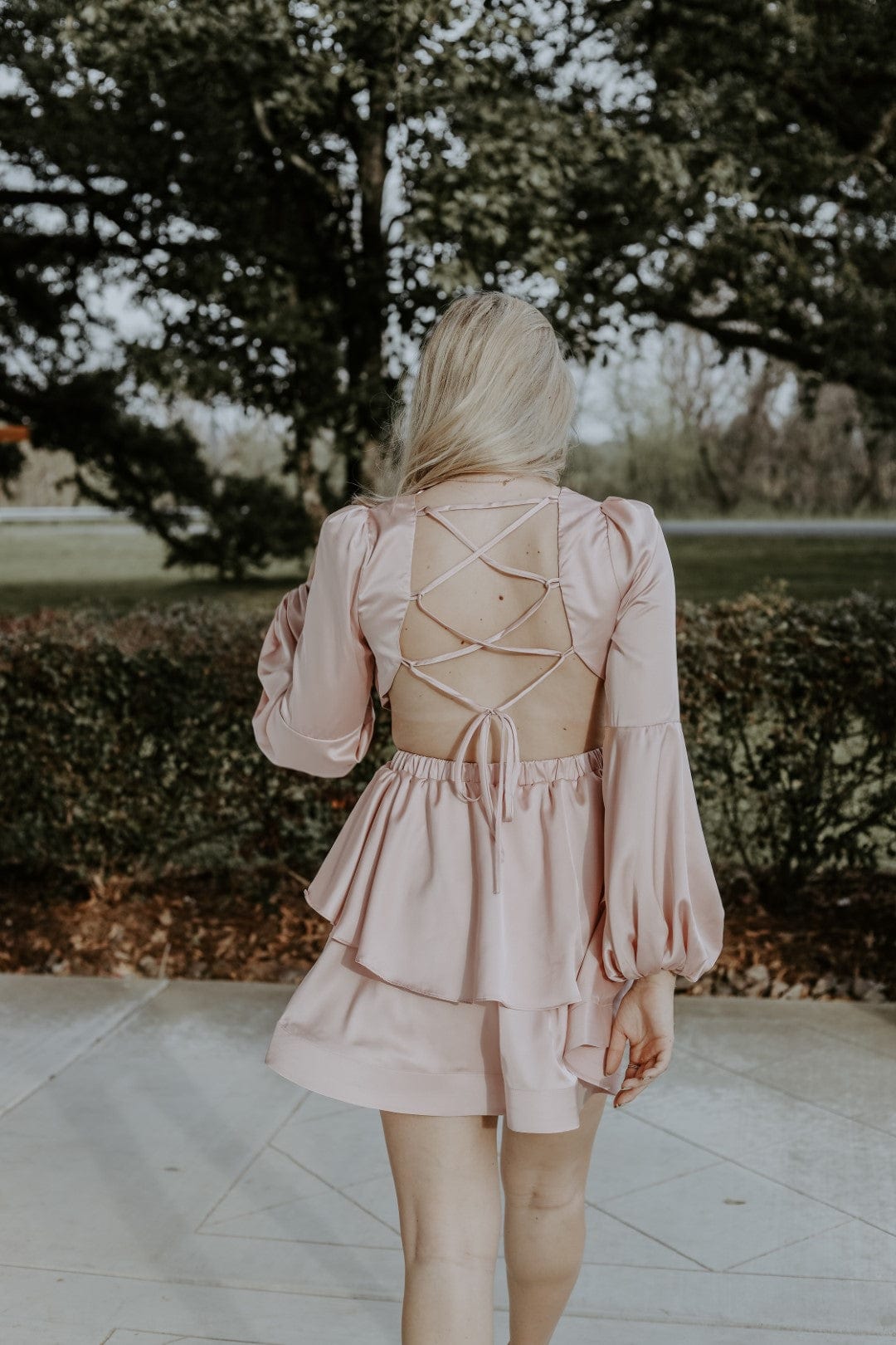 Pink Satin Cutout Dress