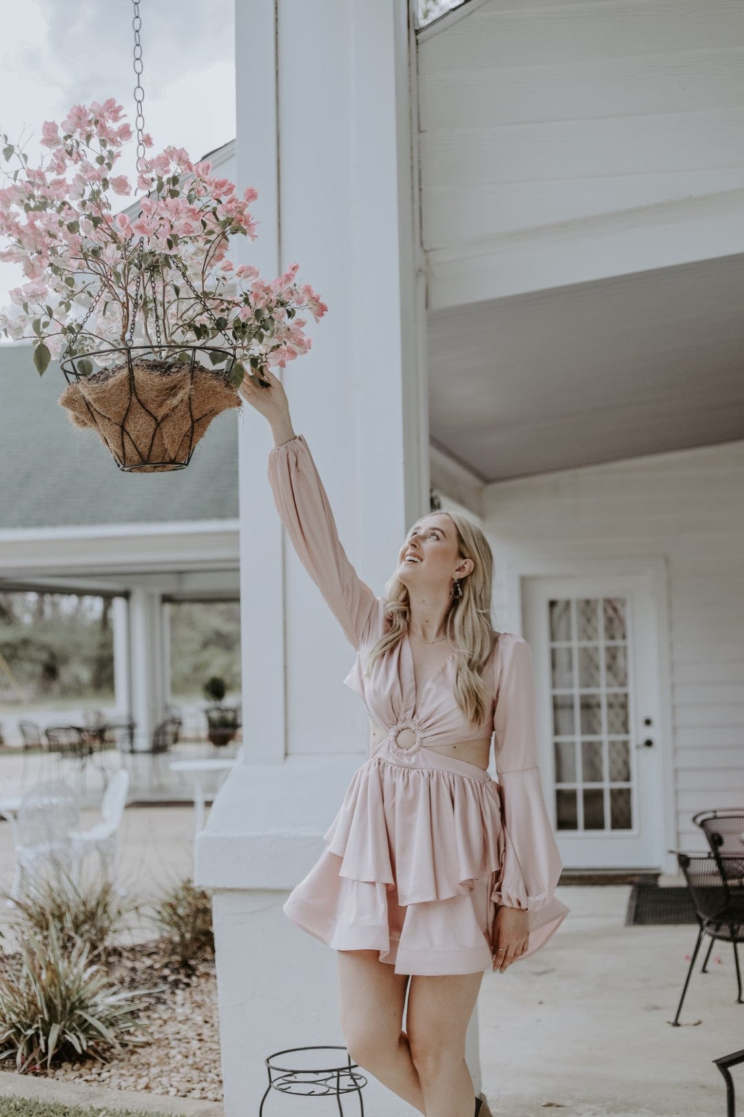 Pink Satin Cutout Dress