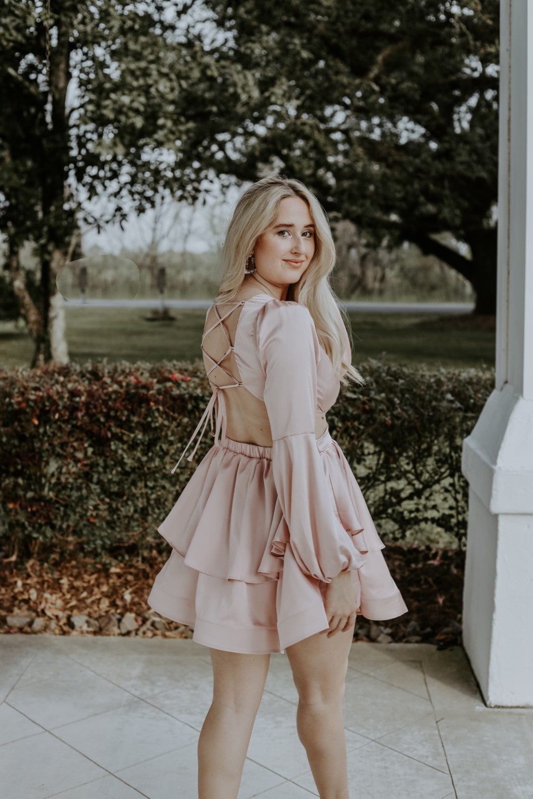 Pink Satin Cutout Dress