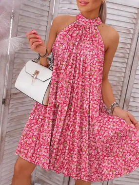 Printed Mock Neck Sleeveless Dress