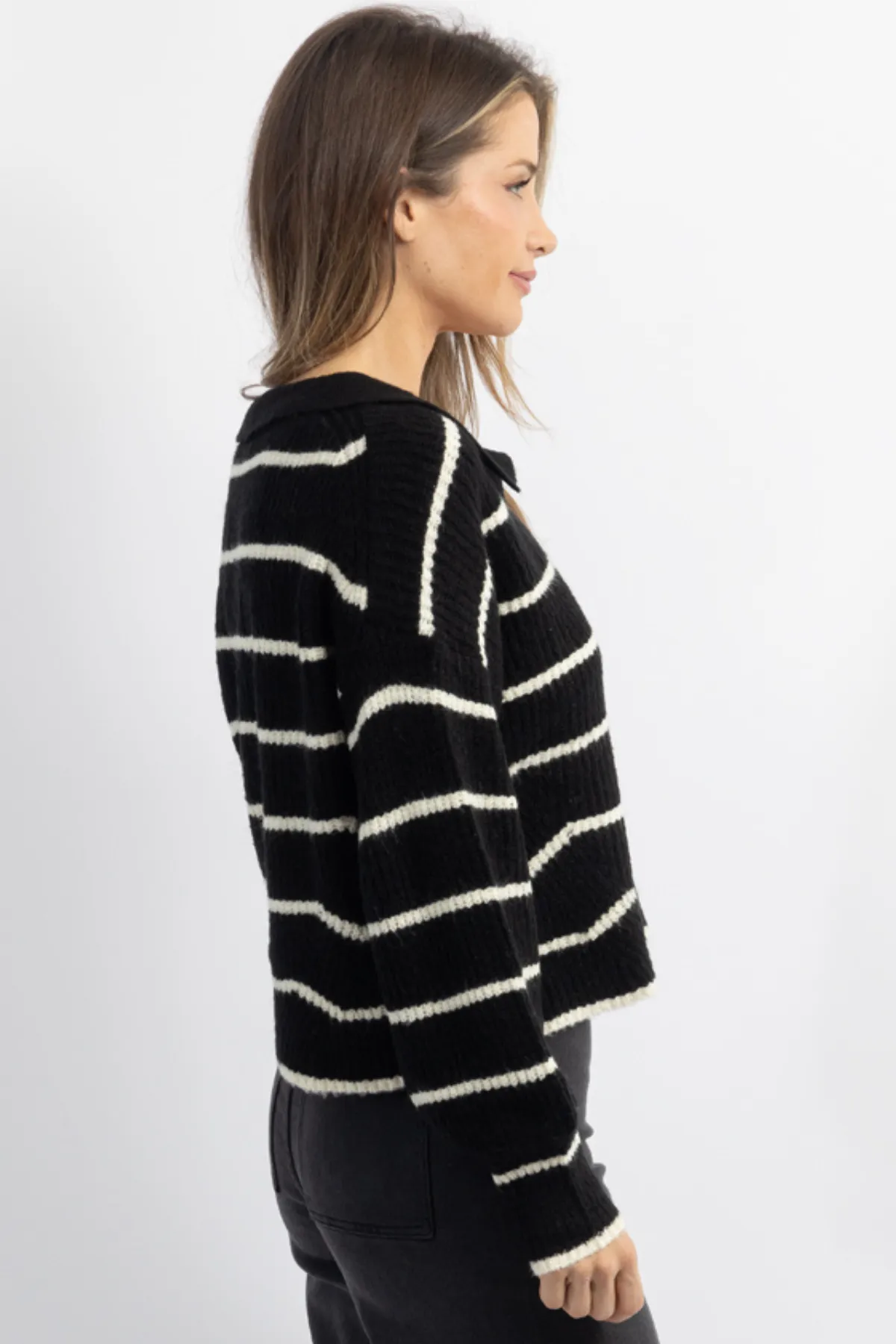 REESE BLACK STRIPED SWEATER