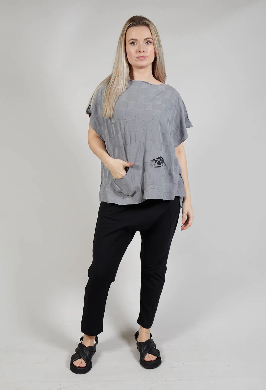 Relaxed Patch Pocket Top in Grey