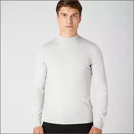 Remus Uomo Grey Slim Fit Merino Wool-Blend Turtle Neck Sweater>>