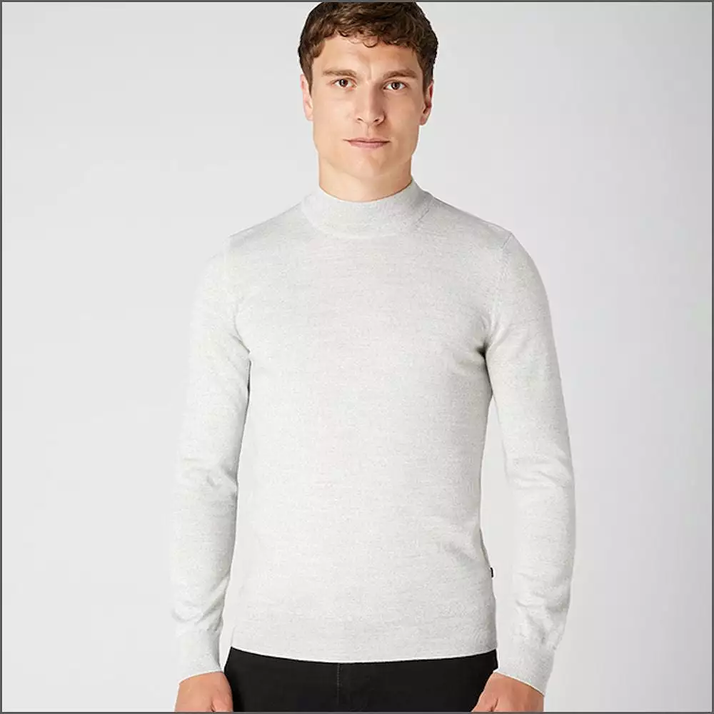 Remus Uomo Grey Slim Fit Merino Wool-Blend Turtle Neck Sweater>>