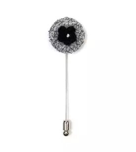 Round Knit Grey Lapel Pin