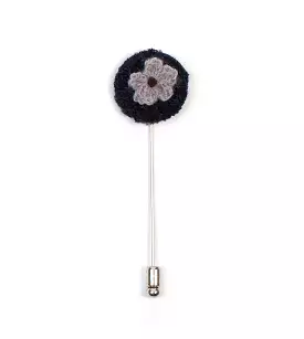 Round Knit Navy Lapel Pin