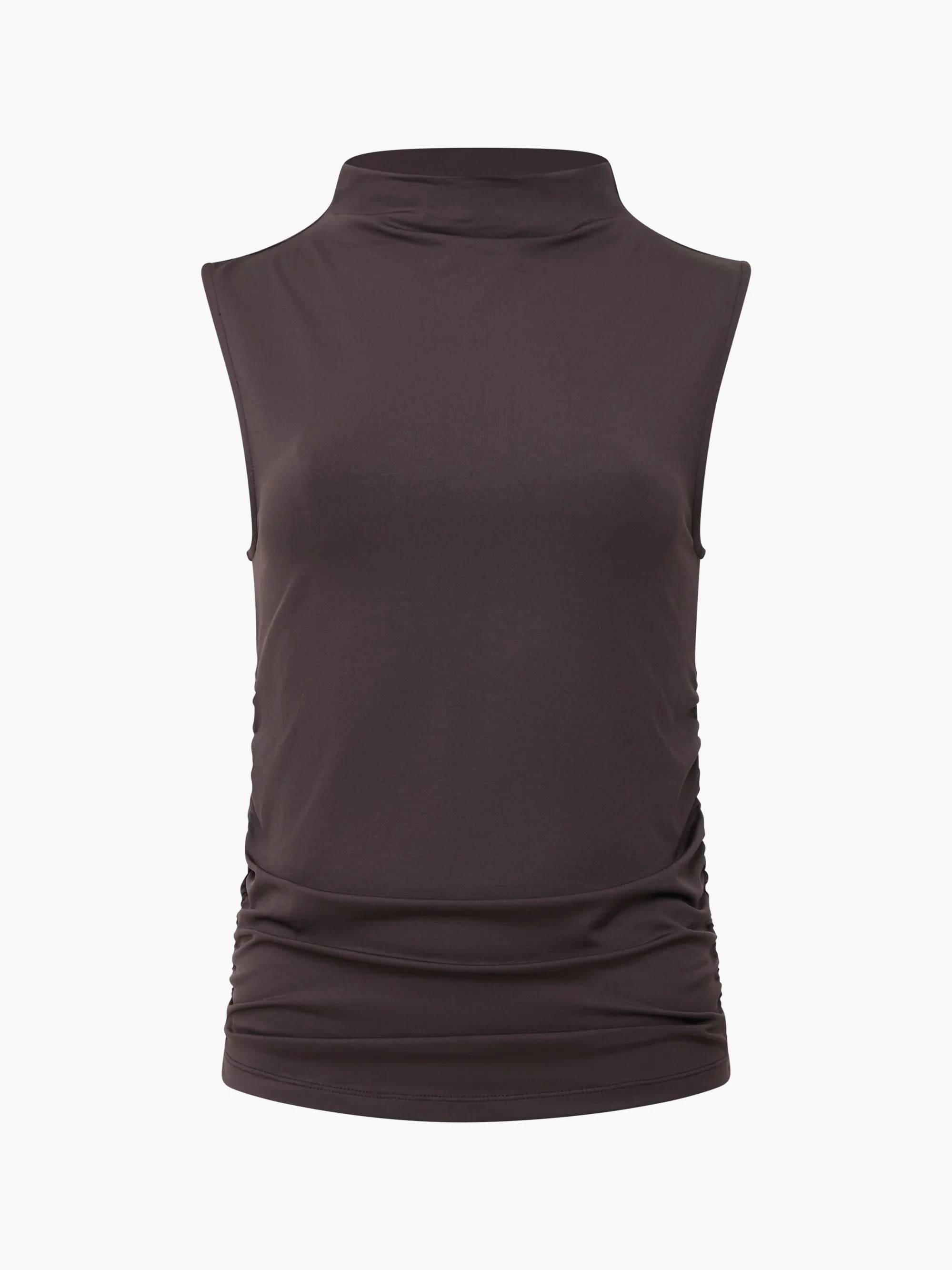 Ruched Mock Neck Sleeveless Top