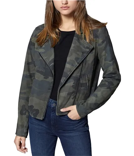 Sanctuary Clothing Womens Camo-Print Suede Motorcycle Jacket