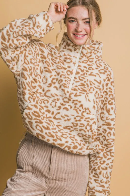 Sherpa Fleece Leopard Jacket