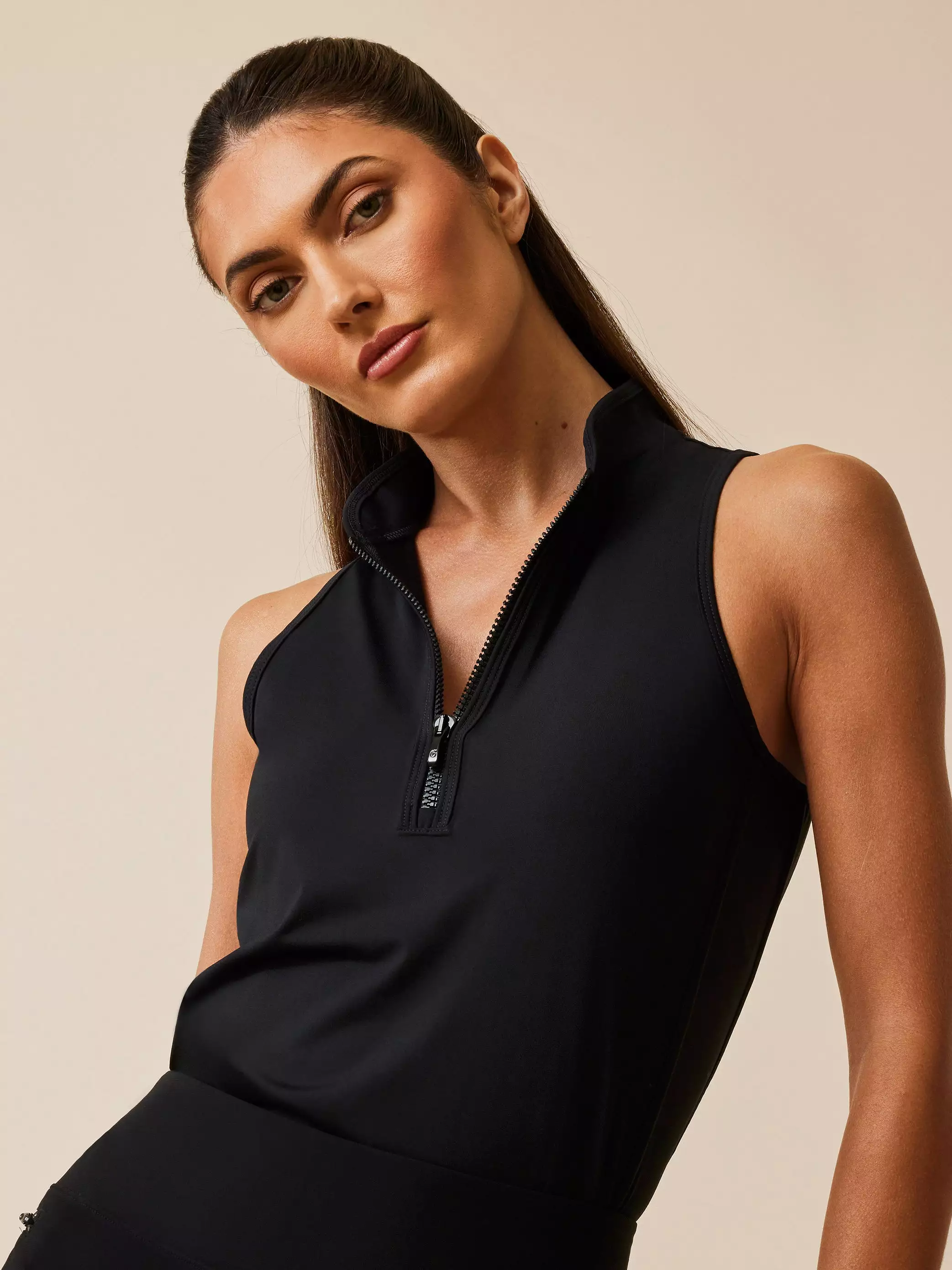 Sleeveless Vesta Mock Neck Top (Shepherd)