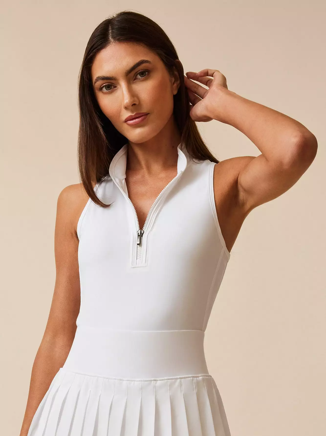 Sleeveless Vesta Mock Neck Top